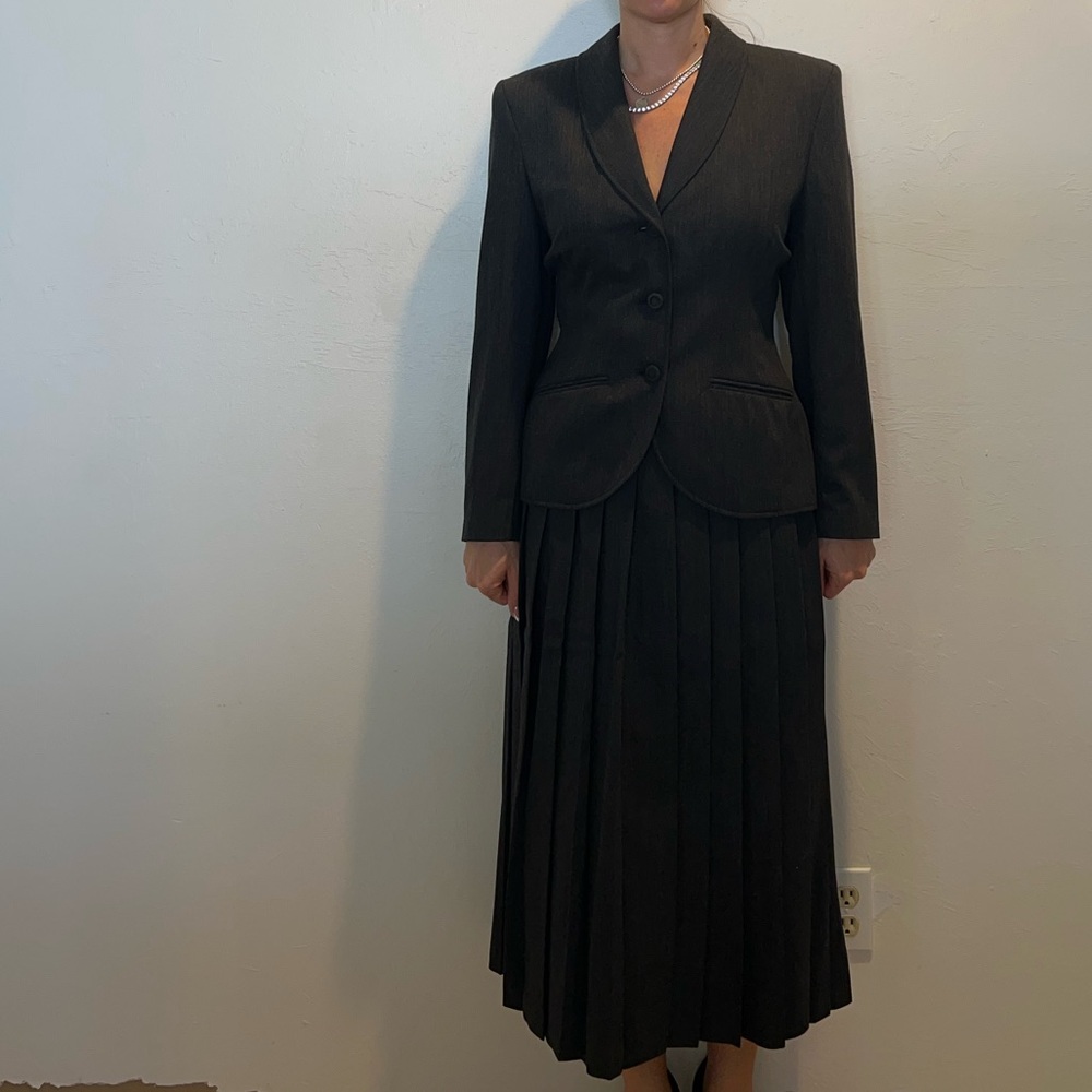 Vintage Laura Ashley Wool Blazer and Pleated Skirt Suit Set Size 8 UK